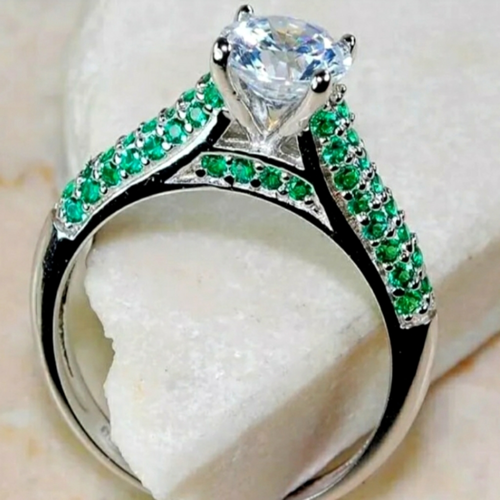Emerald & Topaz 925 Solid Sterling Silver